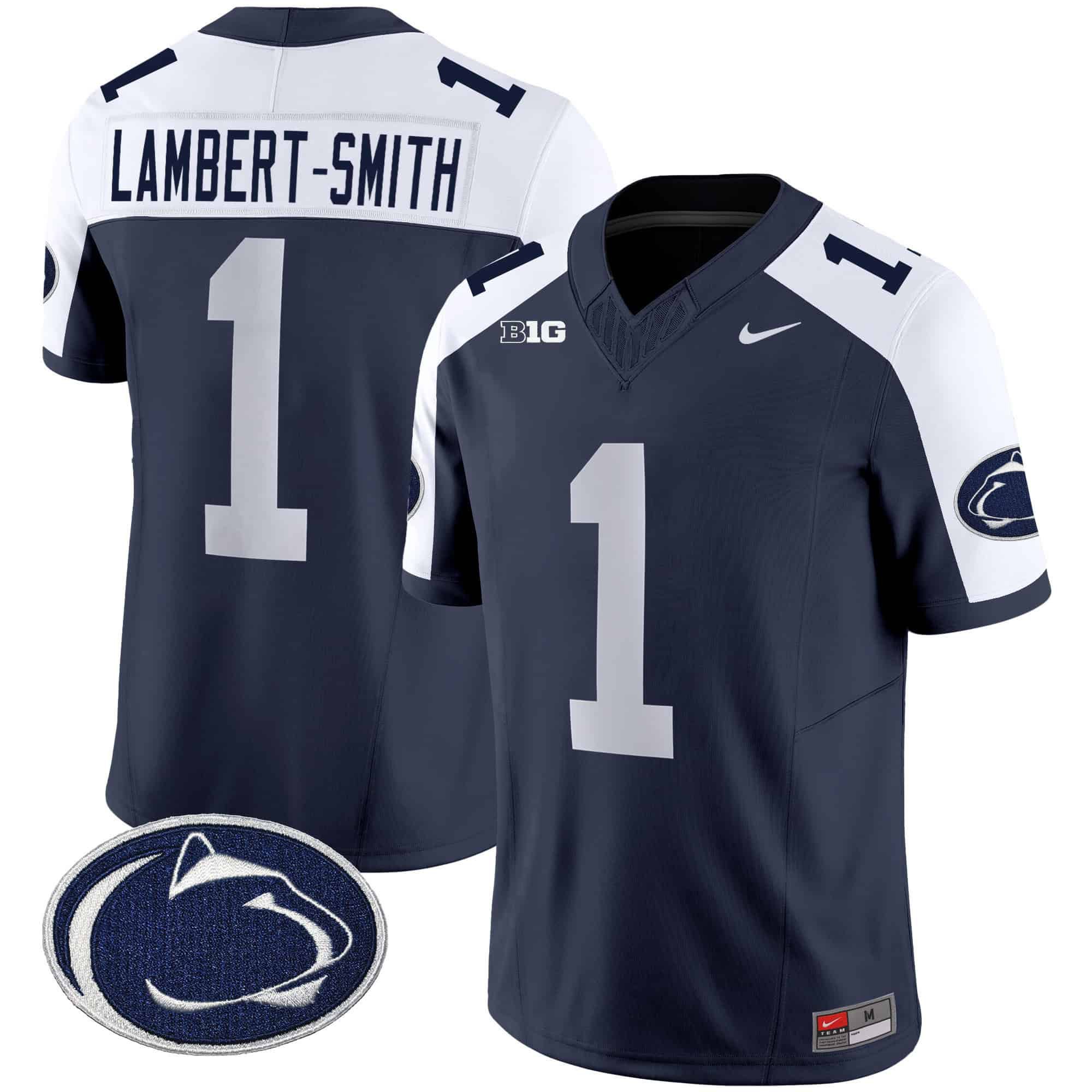 Men Penn State Nittany Lions #1 Lambert-Smith Drak Blue 2024 Nike Vapor Limited NCAA Jersey